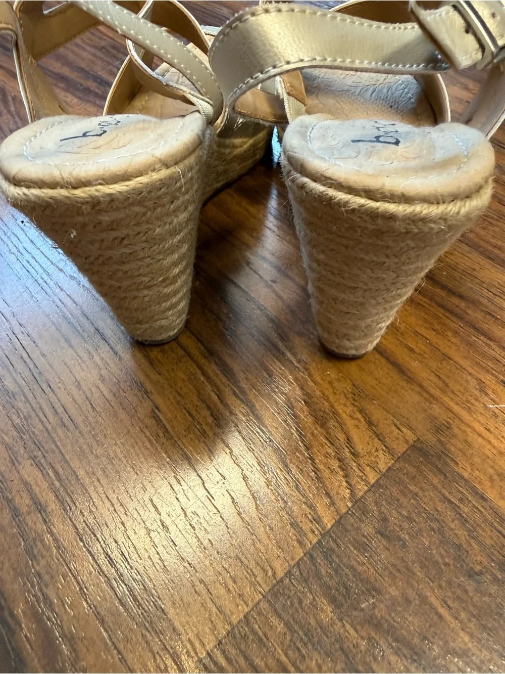 b.o.c. Metallic Tan Strappy Wedge Sandals